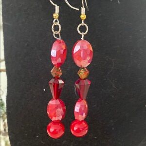 Elegant Red Beaded Earrings